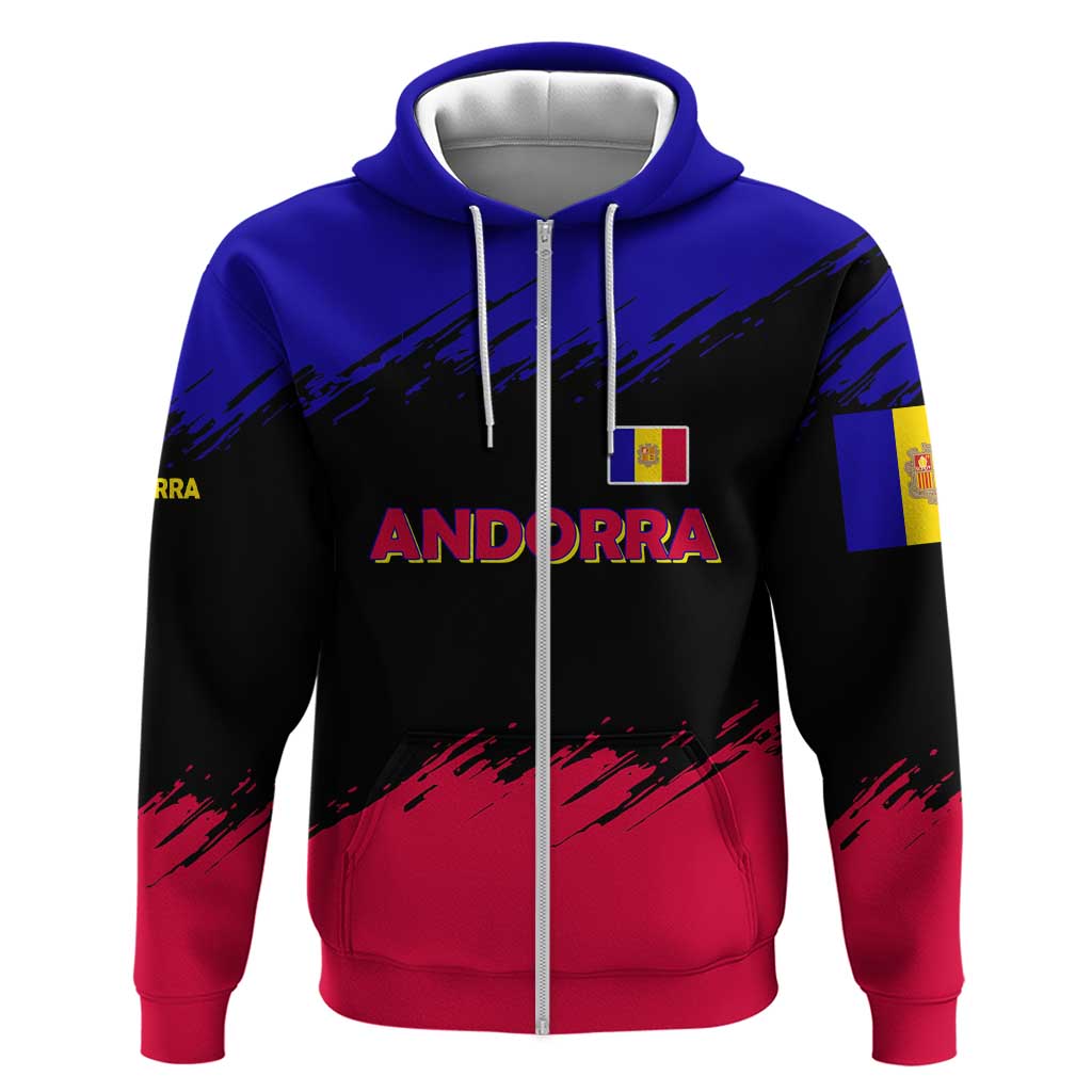 Andorra Zip Hoodie with Eagle Eyes and Paint Stroke Design - Wonder Print Shop