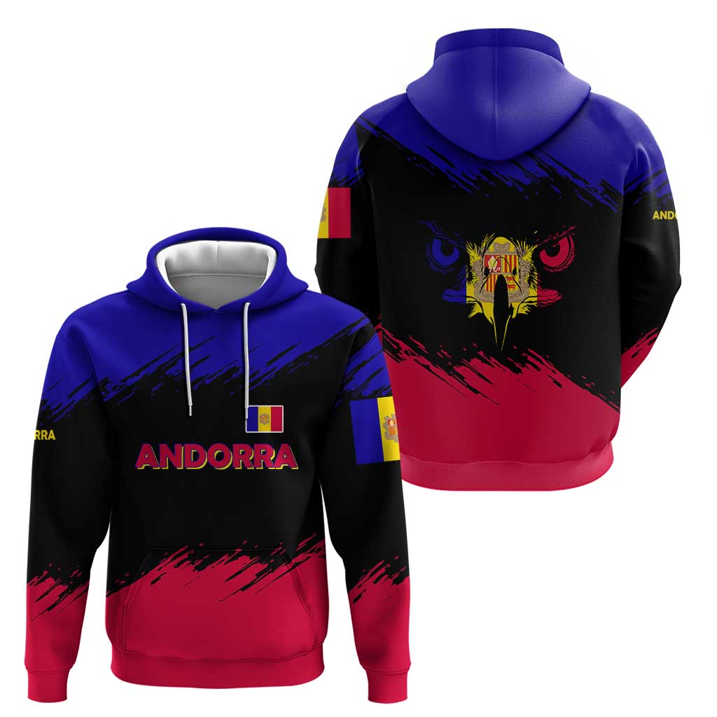 Andorra Zip Hoodie with Eagle Eyes and Paint Stroke Design - Wonder Print Shop