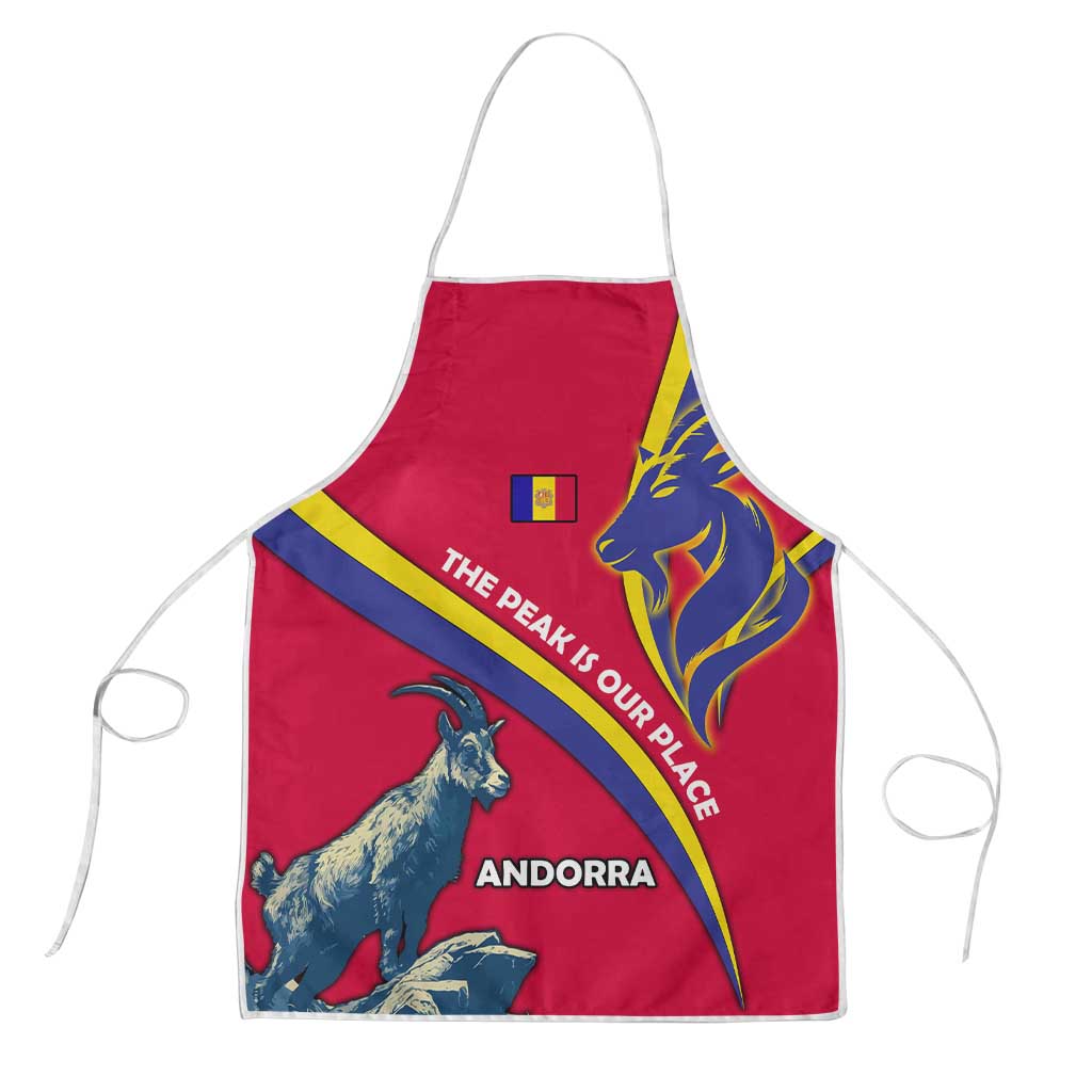 Andorra Apron with Mountain Goat and Curved Stripe Design - Wonder Print Shop