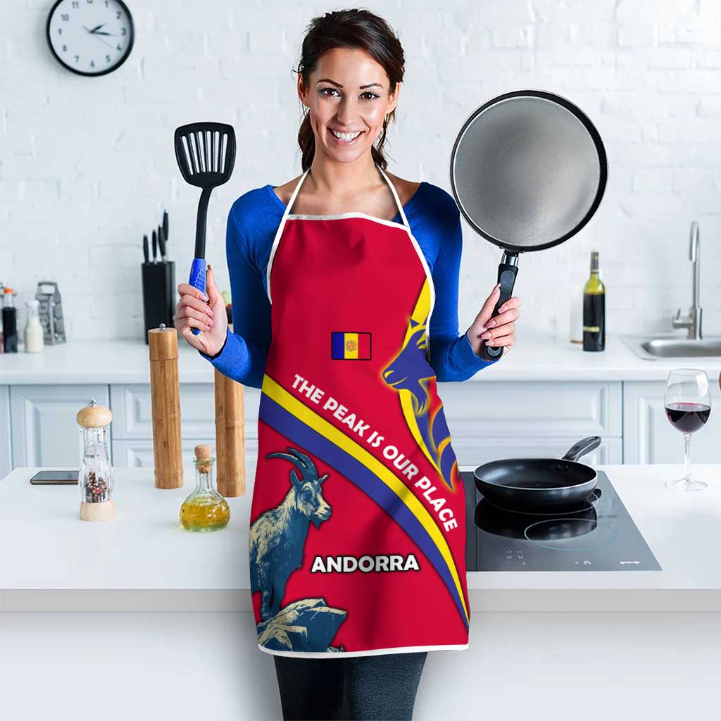 Andorra Apron with Mountain Goat and Curved Stripe Design - Wonder Print Shop