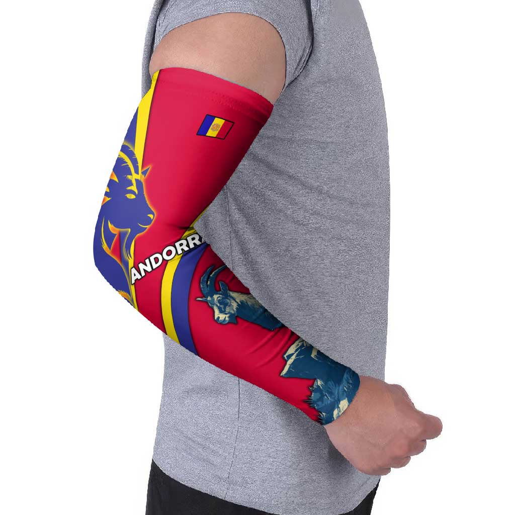 Andorra Arm Sleeves with Mountain Goat and Curved Stripe Design - Wonder Print Shop