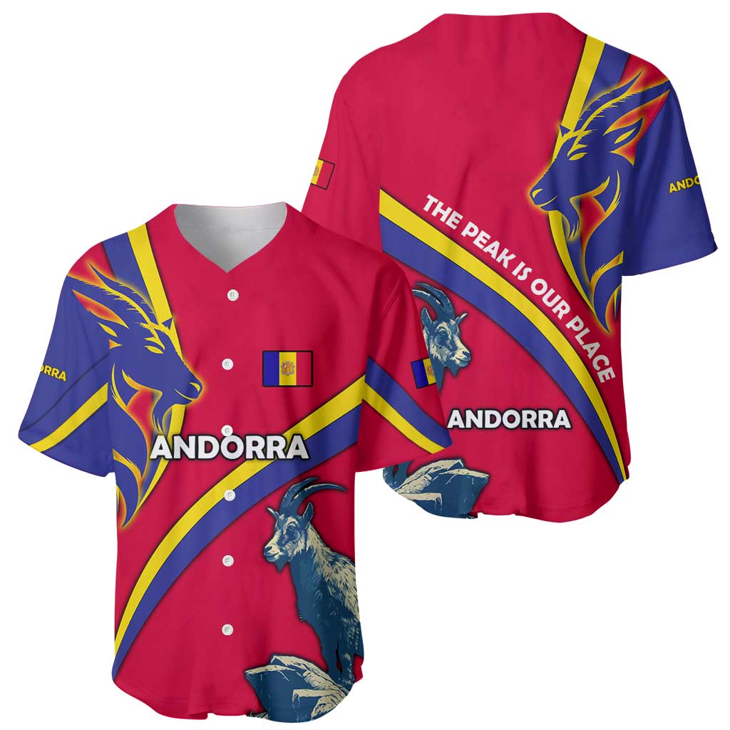 Andorra Baseball Jersey with Mountain Goat and Curved Stripe Design - Wonder Print Shop