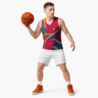 Andorra Basketball Jersey with Mountain Goat and Curved Stripe Design - Wonder Print Shop