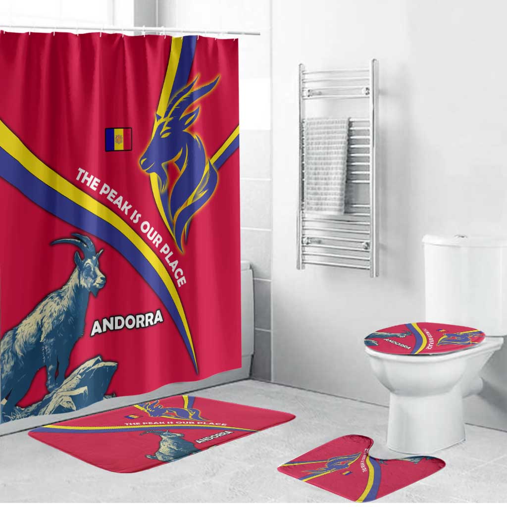 Andorra Bathroom Set with Mountain Goat and Curved Stripe Design - Wonder Print Shop