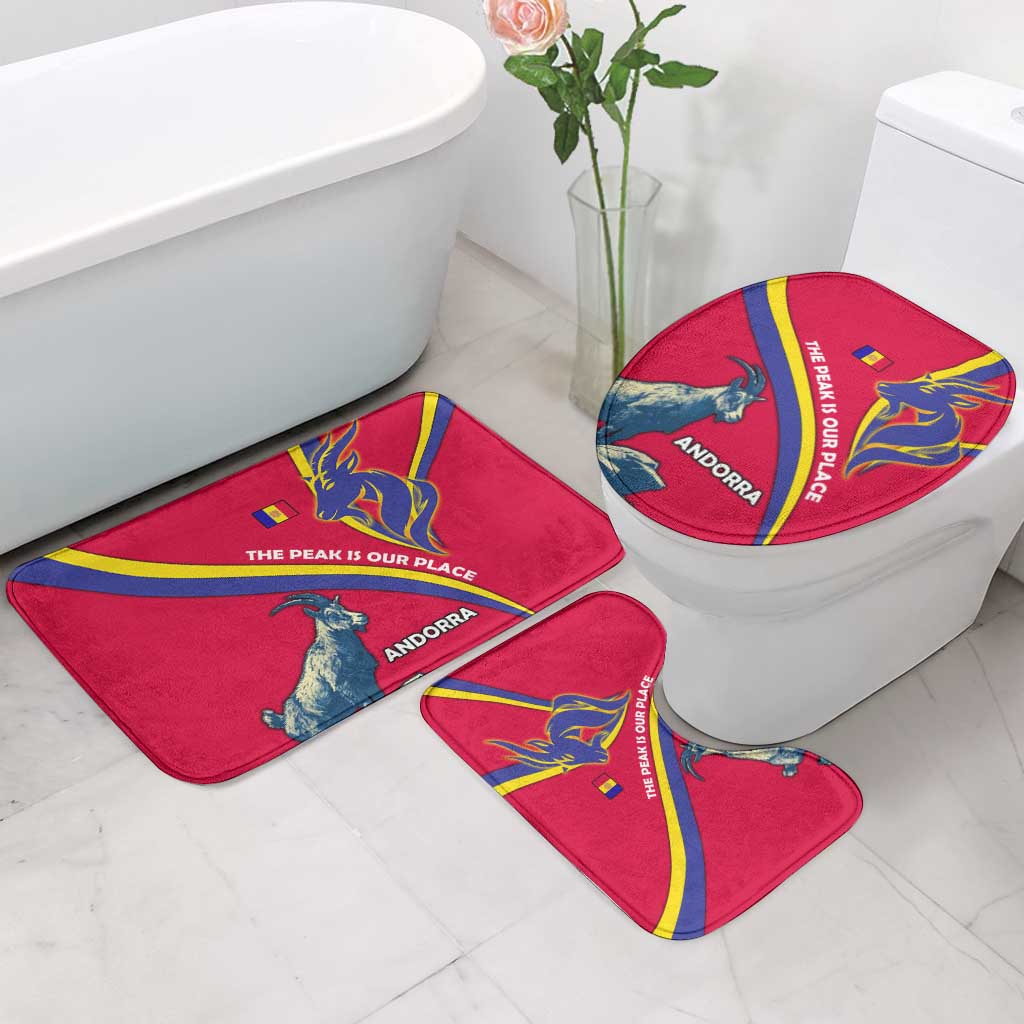 Andorra Bathroom Set with Mountain Goat and Curved Stripe Design - Wonder Print Shop