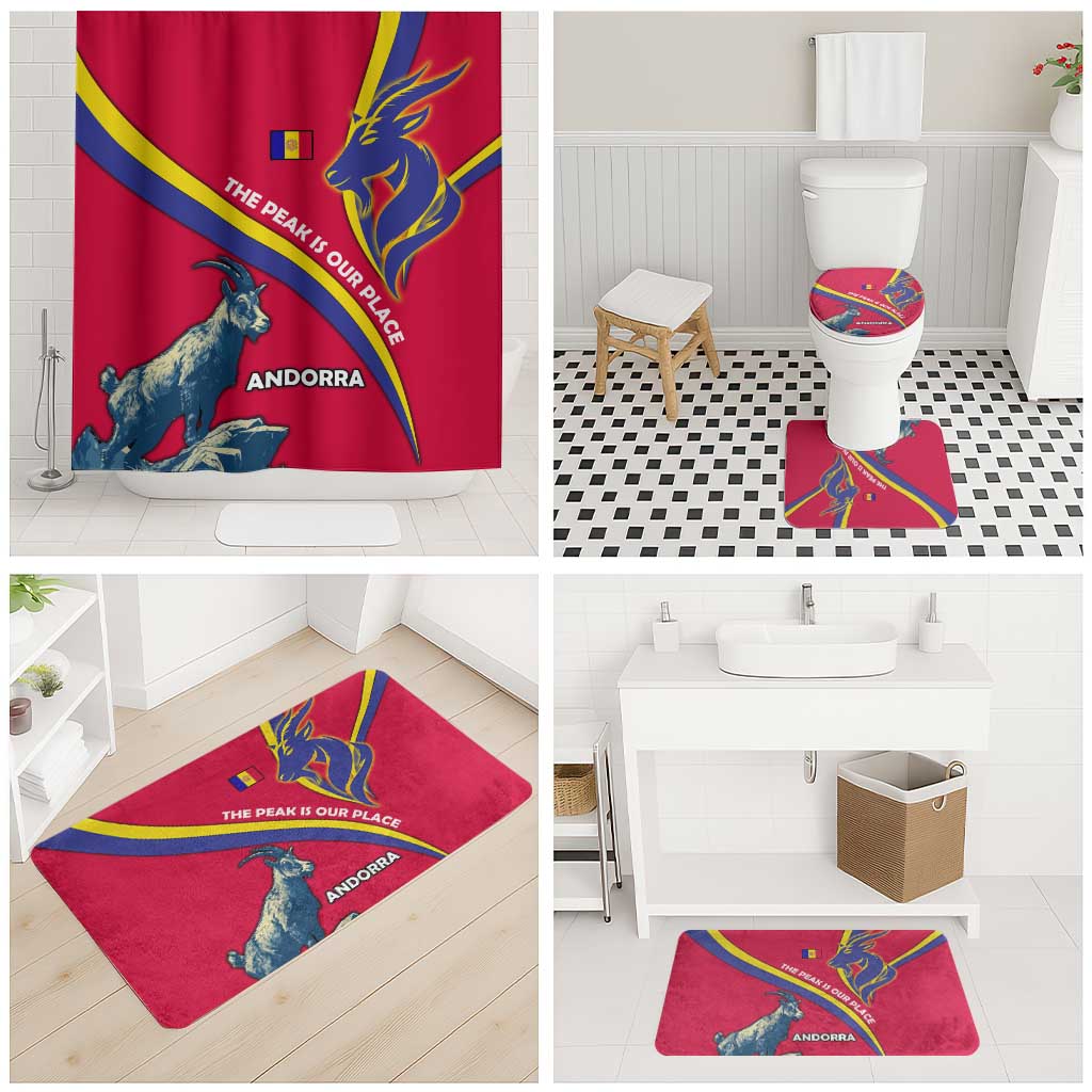 Andorra Bathroom Set with Mountain Goat and Curved Stripe Design - Wonder Print Shop
