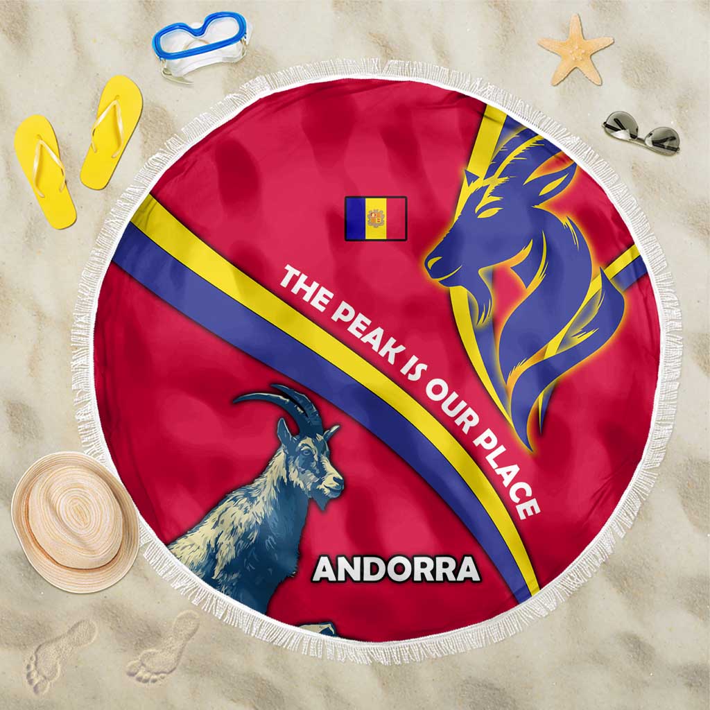 Andorra Beach Blanket with Mountain Goat and Curved Stripe Design - Wonder Print Shop