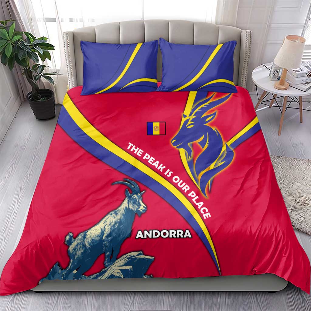 Andorra Bedding Set with Mountain Goat and Curved Stripe Design - Wonder Print Shop