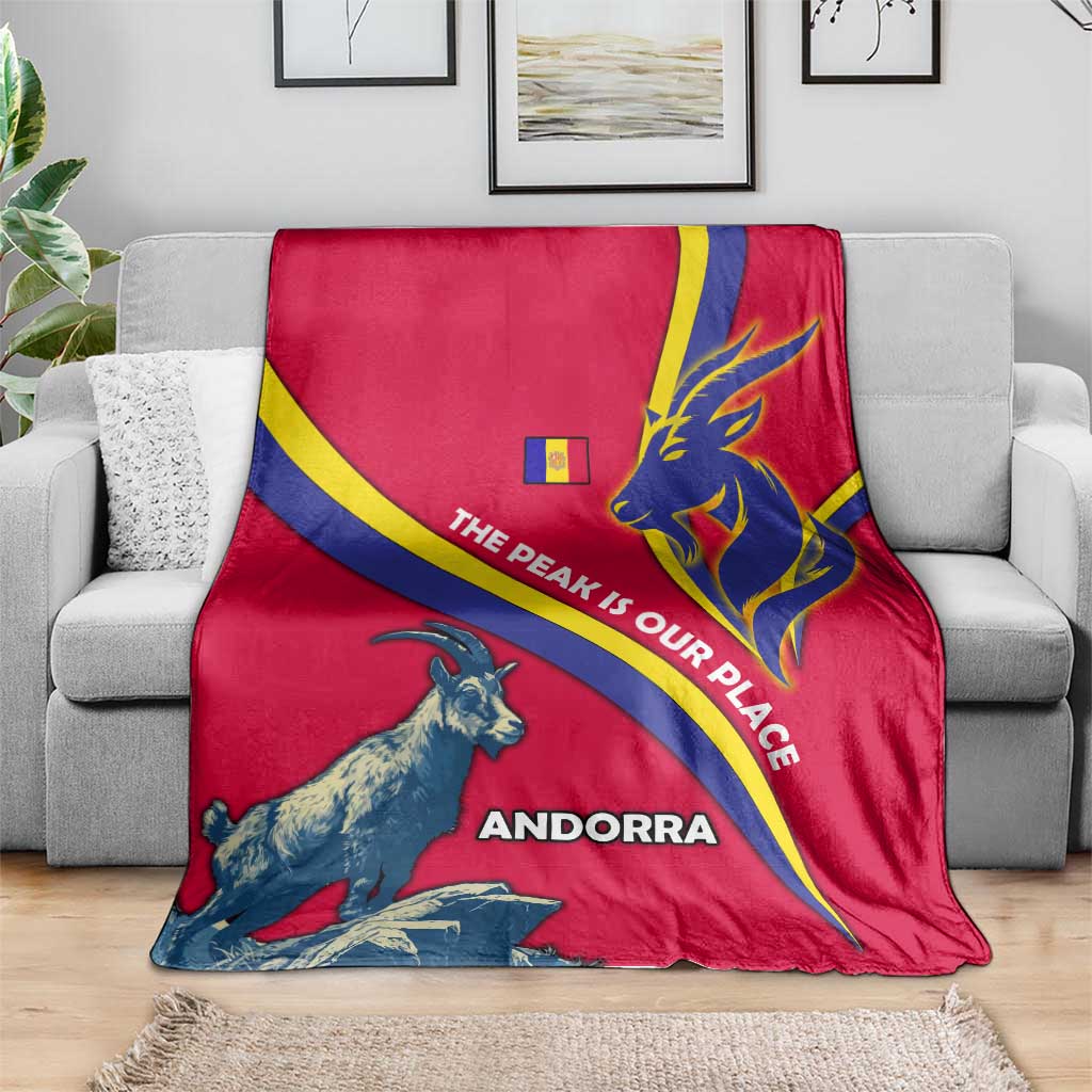 Andorra Blanket with Mountain Goat and Curved Stripe Design - Wonder Print Shop
