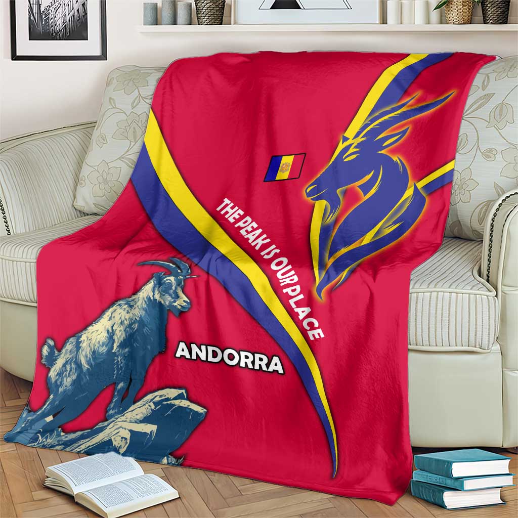 Andorra Blanket with Mountain Goat and Curved Stripe Design - Wonder Print Shop