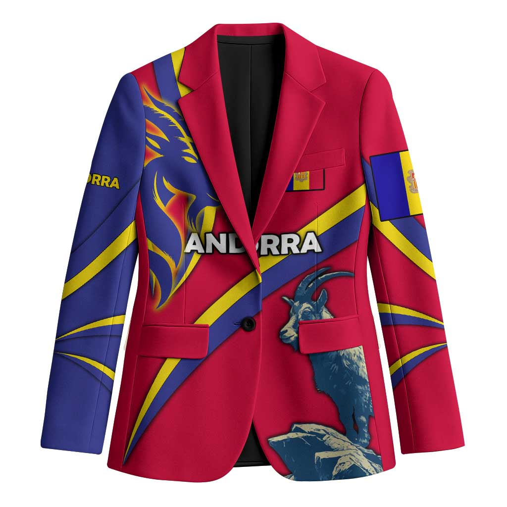 Andorra Blazer with Mountain Goat and Curved Stripe Design - Wonder Print Shop