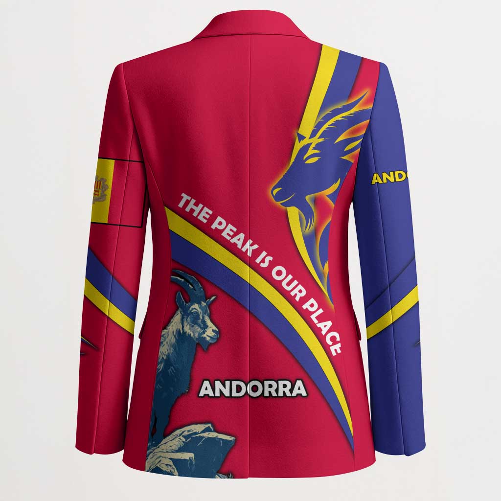 Andorra Blazer with Mountain Goat and Curved Stripe Design - Wonder Print Shop