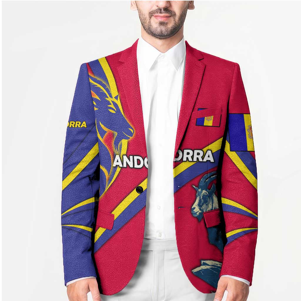 Andorra Blazer with Mountain Goat and Curved Stripe Design - Wonder Print Shop