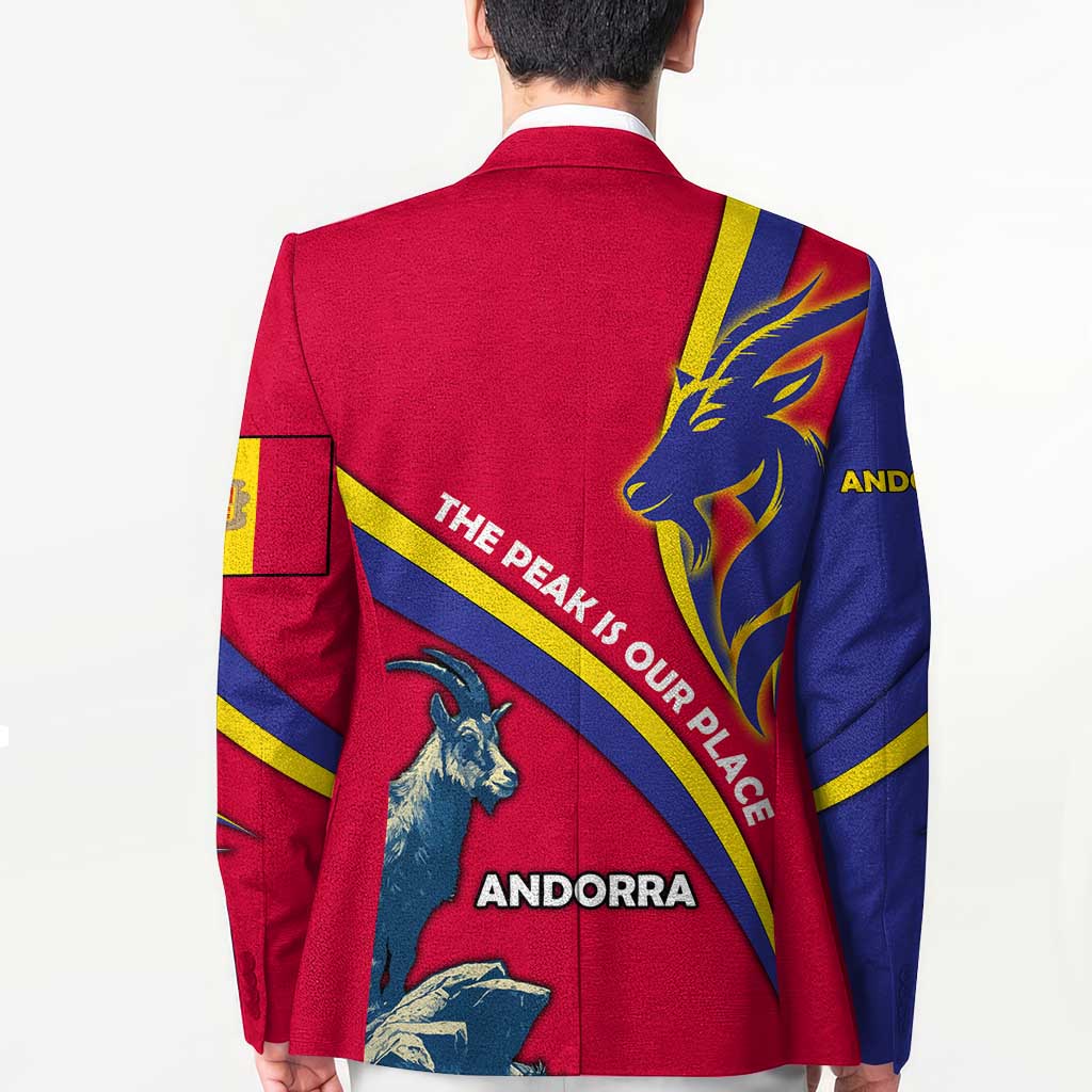 Andorra Blazer with Mountain Goat and Curved Stripe Design - Wonder Print Shop