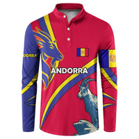 Andorra Button Sweatshirt with Mountain Goat and Curved Stripe Design - Wonder Print Shop