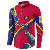 Andorra Button Sweatshirt with Mountain Goat and Curved Stripe Design - Wonder Print Shop