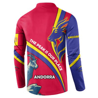 Andorra Button Sweatshirt with Mountain Goat and Curved Stripe Design - Wonder Print Shop