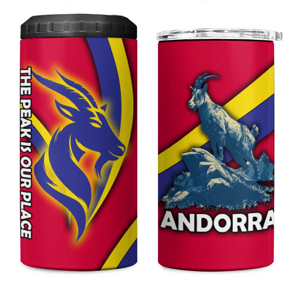 Andorra 4 in 1 Can Cooler Tumbler with Mountain Goat and Curved Stripe Design - Wonder Print Shop