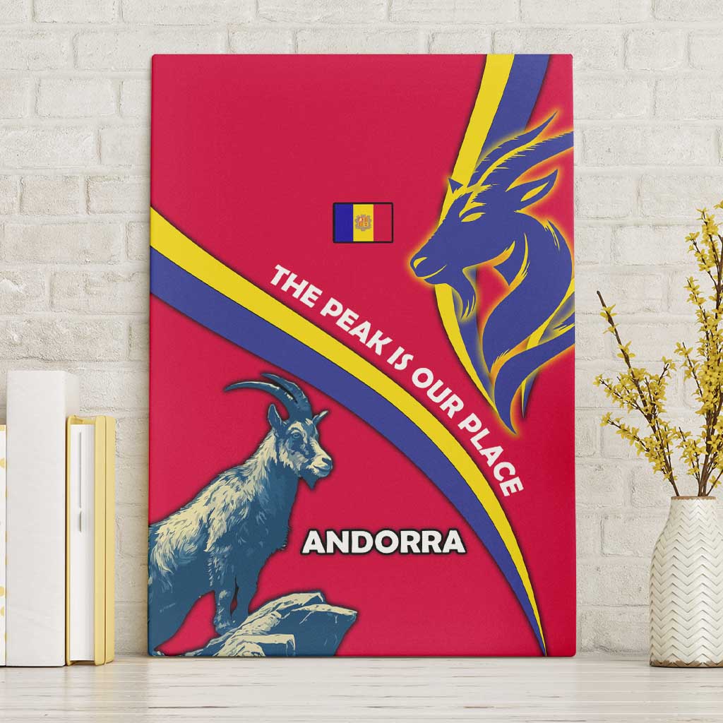 Andorra Canvas Wall Art with Mountain Goat and Curved Stripe Design - Wonder Print Shop