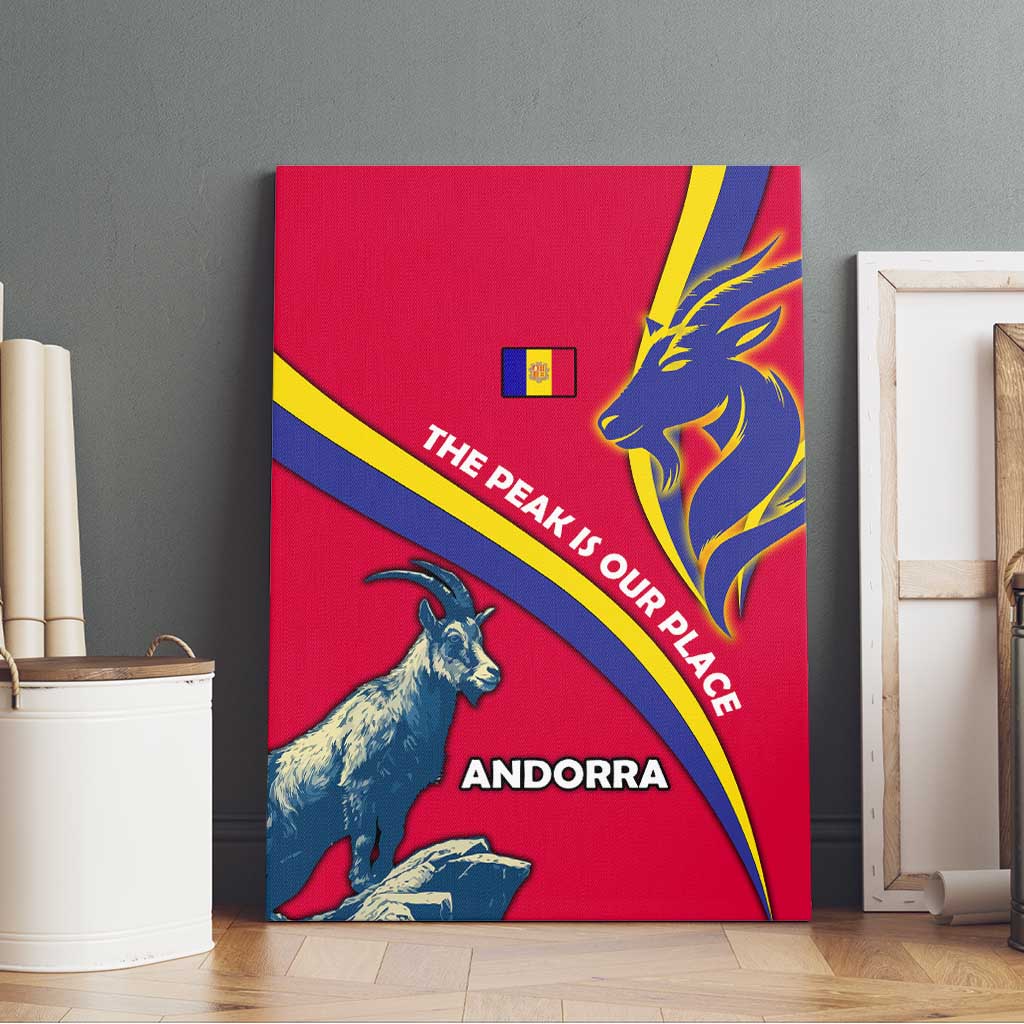Andorra Canvas Wall Art with Mountain Goat and Curved Stripe Design - Wonder Print Shop