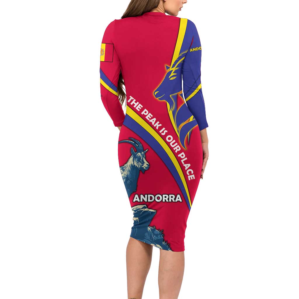 Andorra Family Matching Long Sleeve Bodycon Dress and Hawaiian Shirt with Mountain Goat and Curved Stripe Design - Wonder Print Shop