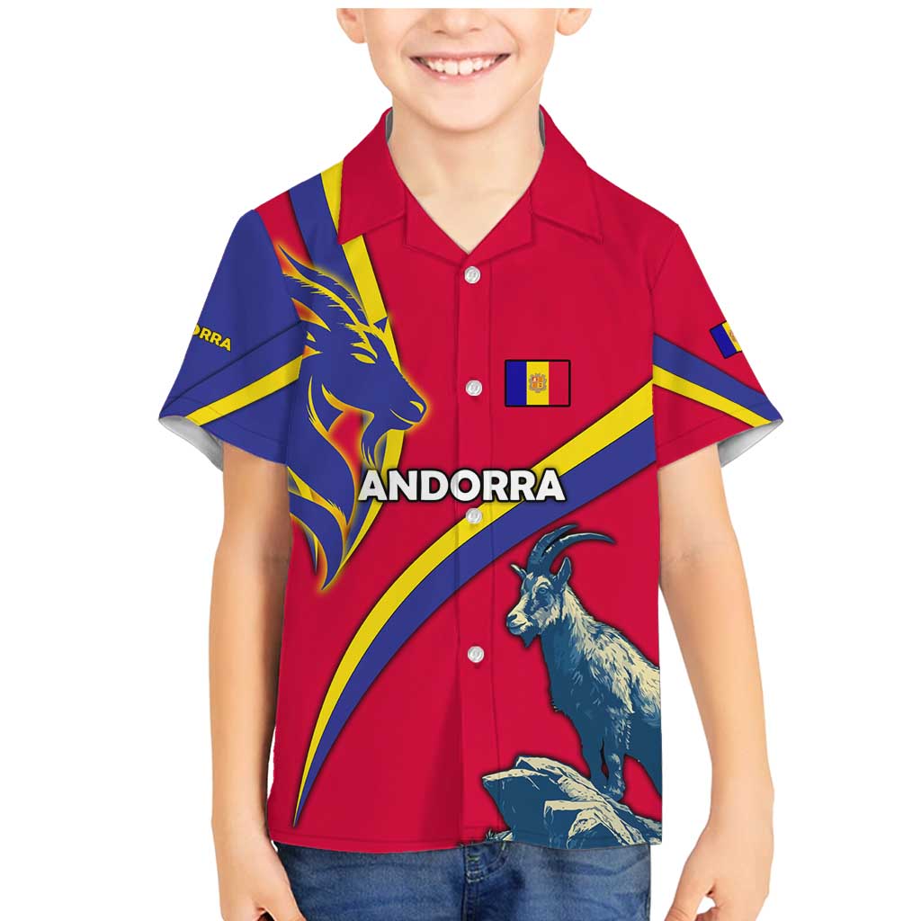 Andorra Family Matching Mermaid Dress and Hawaiian Shirt with Mountain Goat and Curved Stripe Design - Wonder Print Shop