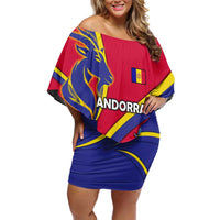 Andorra Family Matching Off Shoulder Short Dress and Hawaiian Shirt with Mountain Goat and Curved Stripe Design - Wonder Print Shop