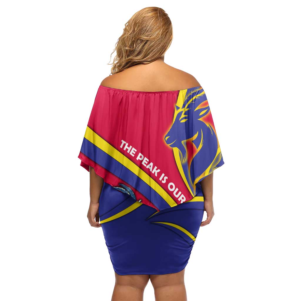 Andorra Family Matching Off Shoulder Short Dress and Hawaiian Shirt with Mountain Goat and Curved Stripe Design - Wonder Print Shop