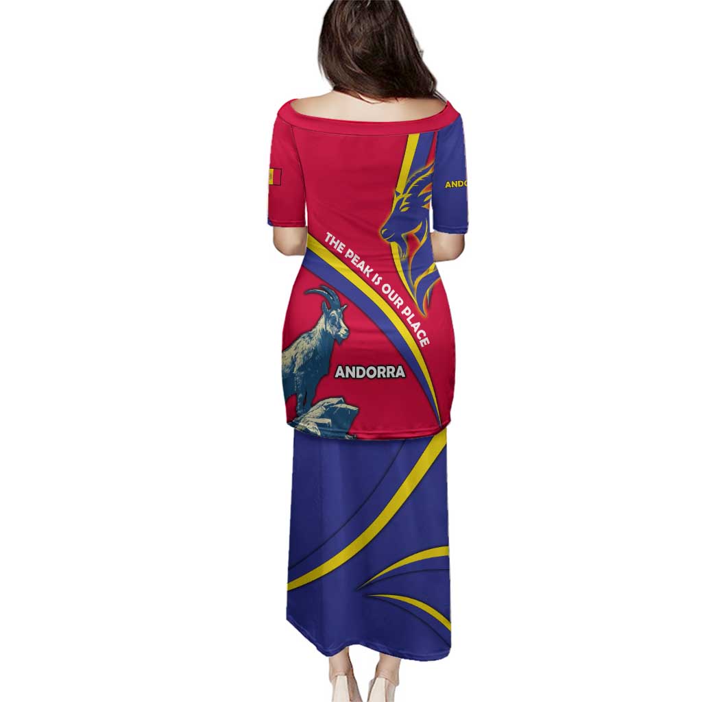 Andorra Family Matching Puletasi and Hawaiian Shirt with Mountain Goat and Curved Stripe Design - Wonder Print Shop