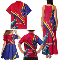 Andorra Family Matching Tank Maxi Dress and Hawaiian Shirt with Mountain Goat and Curved Stripe Design - Wonder Print Shop