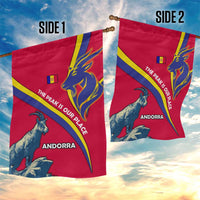 Andorra Garden Flag with Mountain Goat and Curved Stripe Design - Wonder Print Shop