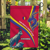 Andorra Garden Flag with Mountain Goat and Curved Stripe Design - Wonder Print Shop