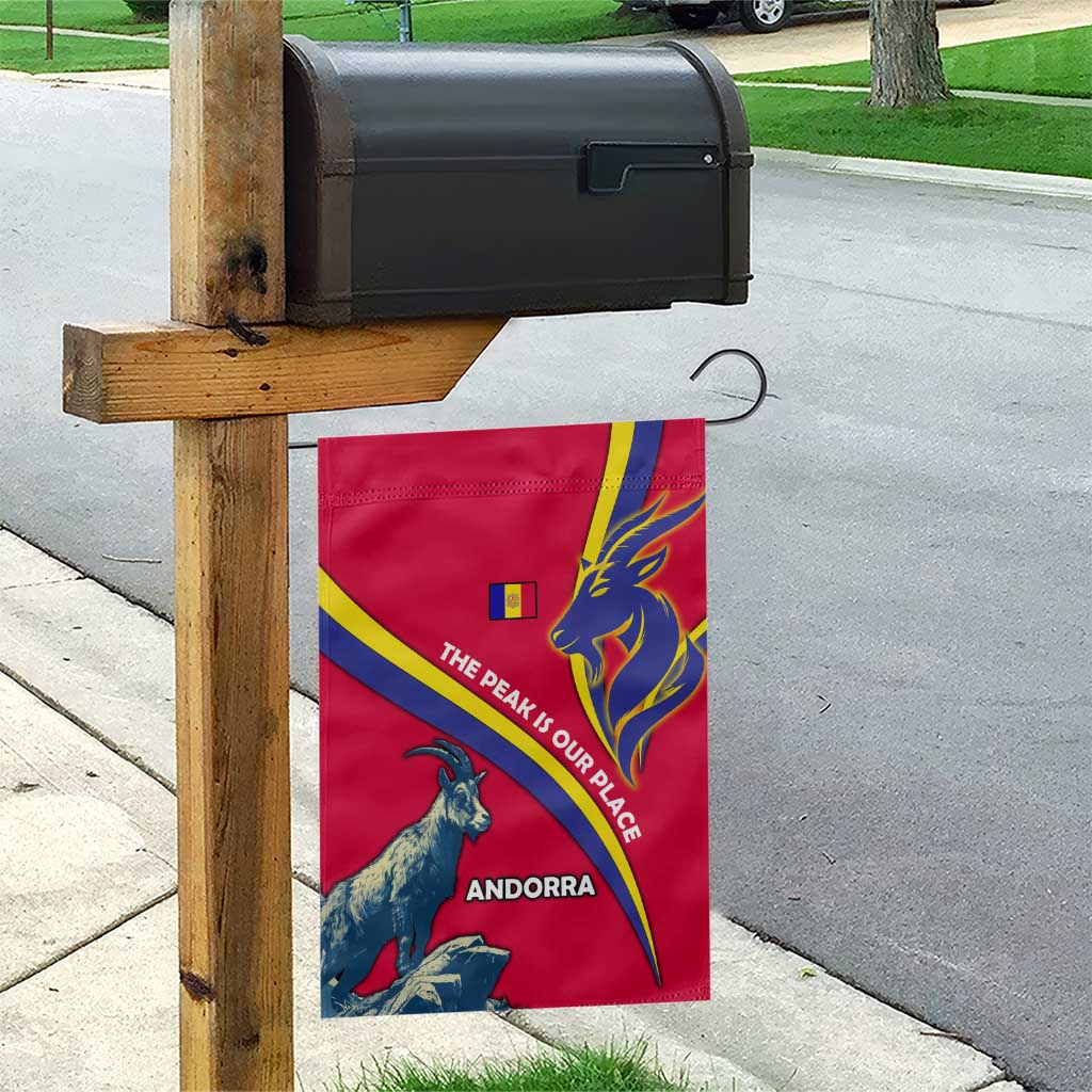 Andorra Garden Flag with Mountain Goat and Curved Stripe Design - Wonder Print Shop