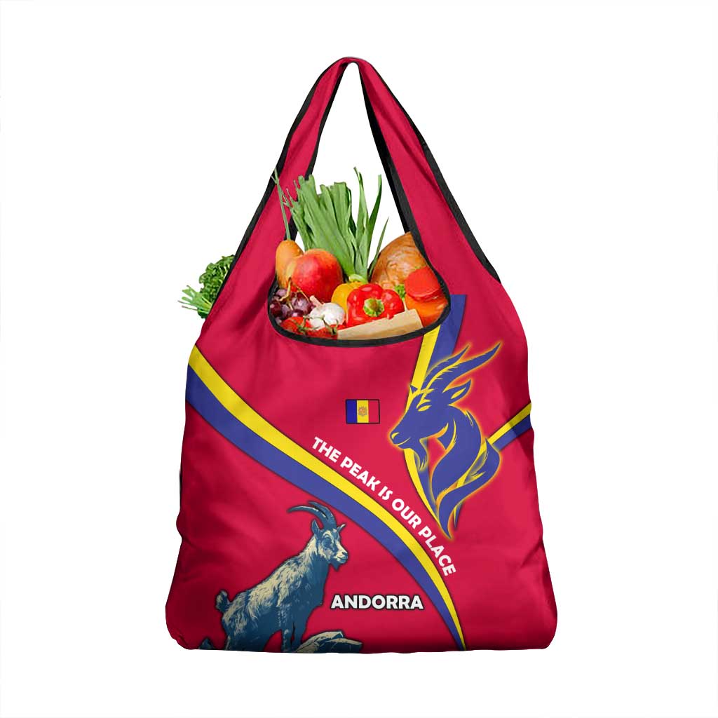 Andorra Grocery Bag with Mountain Goat and Curved Stripe Design - Wonder Print Shop