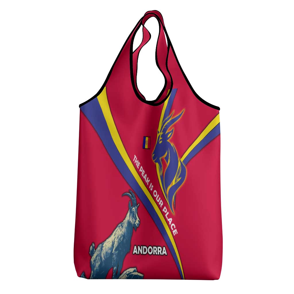 Andorra Grocery Bag with Mountain Goat and Curved Stripe Design - Wonder Print Shop
