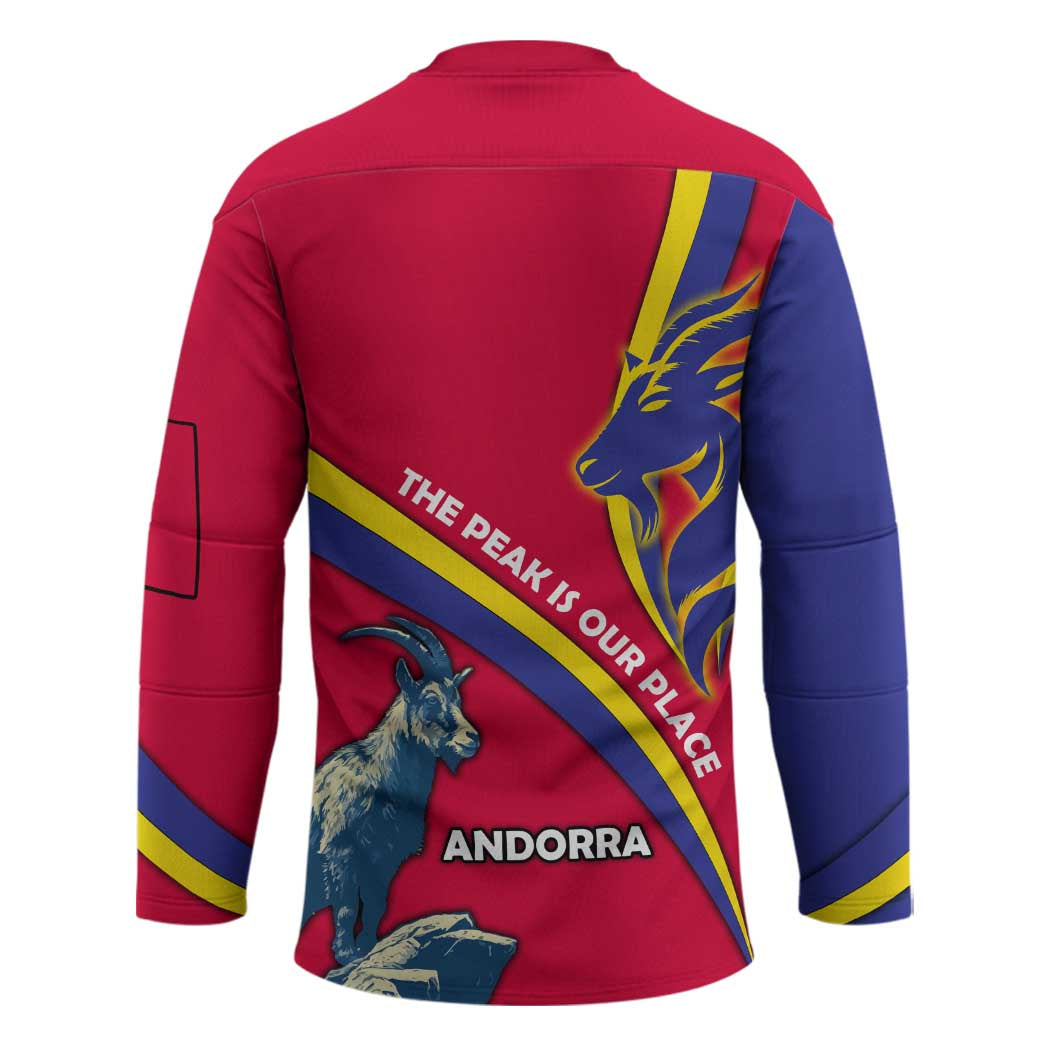 Andorra Hockey Jersey with Mountain Goat and Curved Stripe Design - Wonder Print Shop