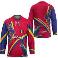 Andorra Hockey Jersey with Mountain Goat and Curved Stripe Design - Wonder Print Shop