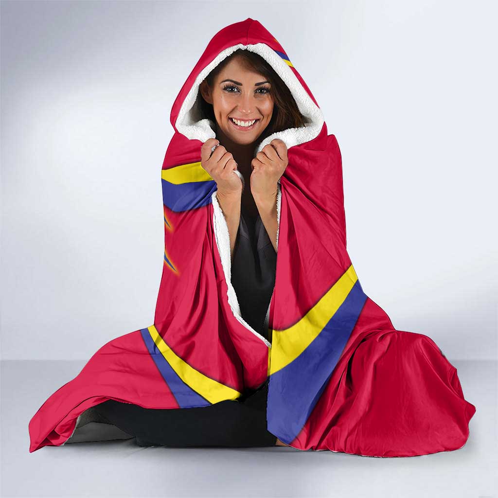 Andorra Hooded Blanket with Mountain Goat and Curved Stripe Design - Wonder Print Shop