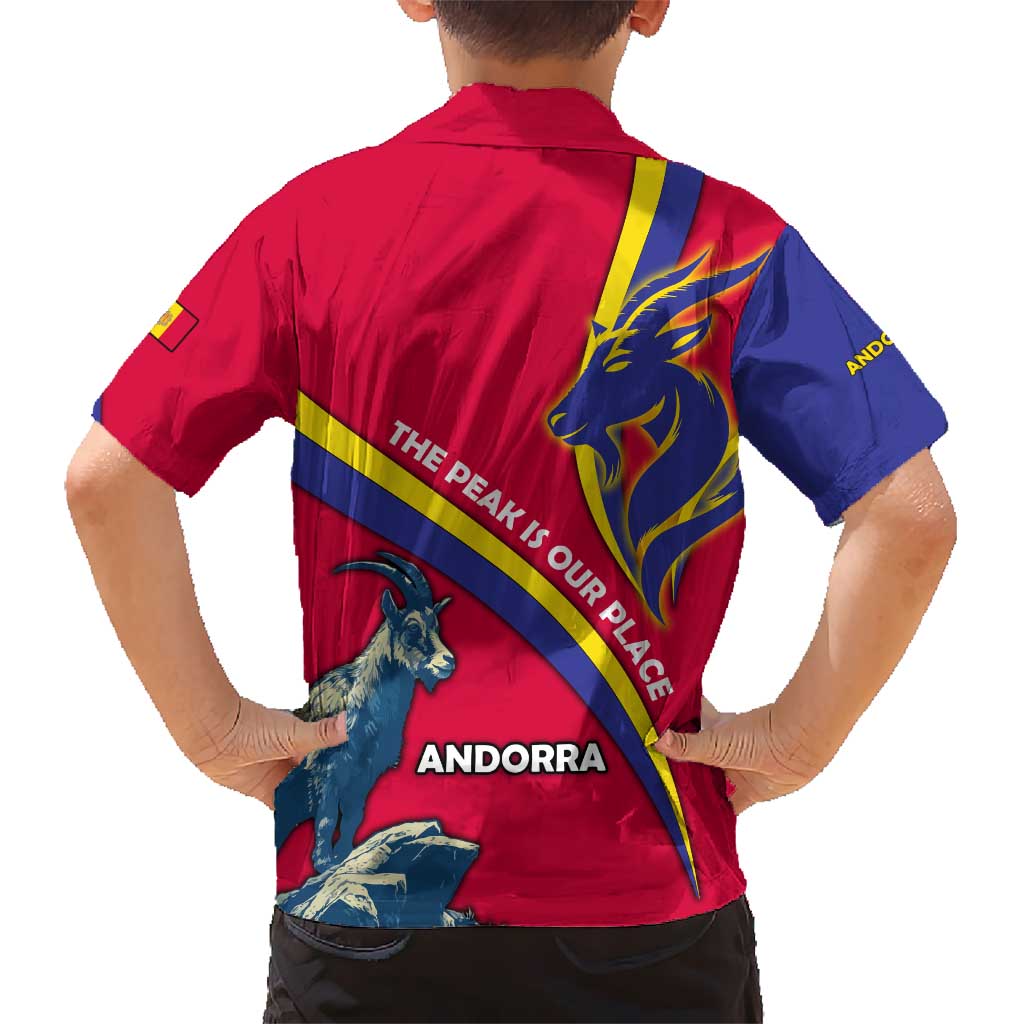 Andorra Kid Hawaiian Shirt with Mountain Goat and Curved Stripe Design - Wonder Print Shop