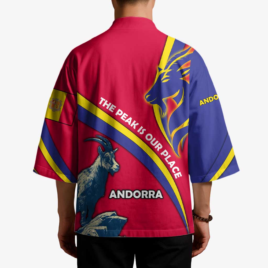 Andorra Kimono with Mountain Goat and Curved Stripe Design - Wonder Print Shop