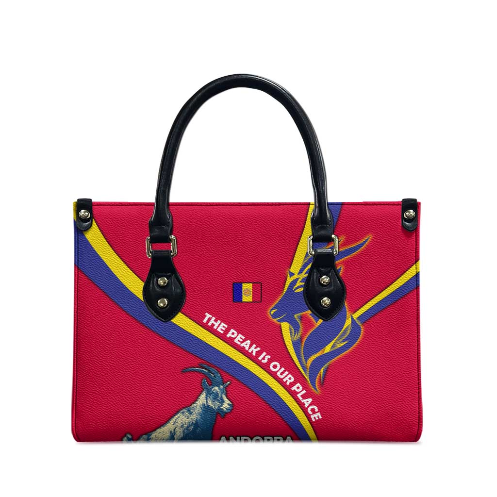 Andorra Leather Bag with Mountain Goat and Curved Stripe Design - Wonder Print Shop
