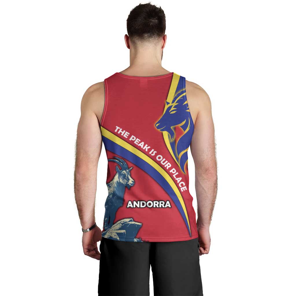 Andorra Men Tank Top with Mountain Goat and Curved Stripe Design - Wonder Print Shop