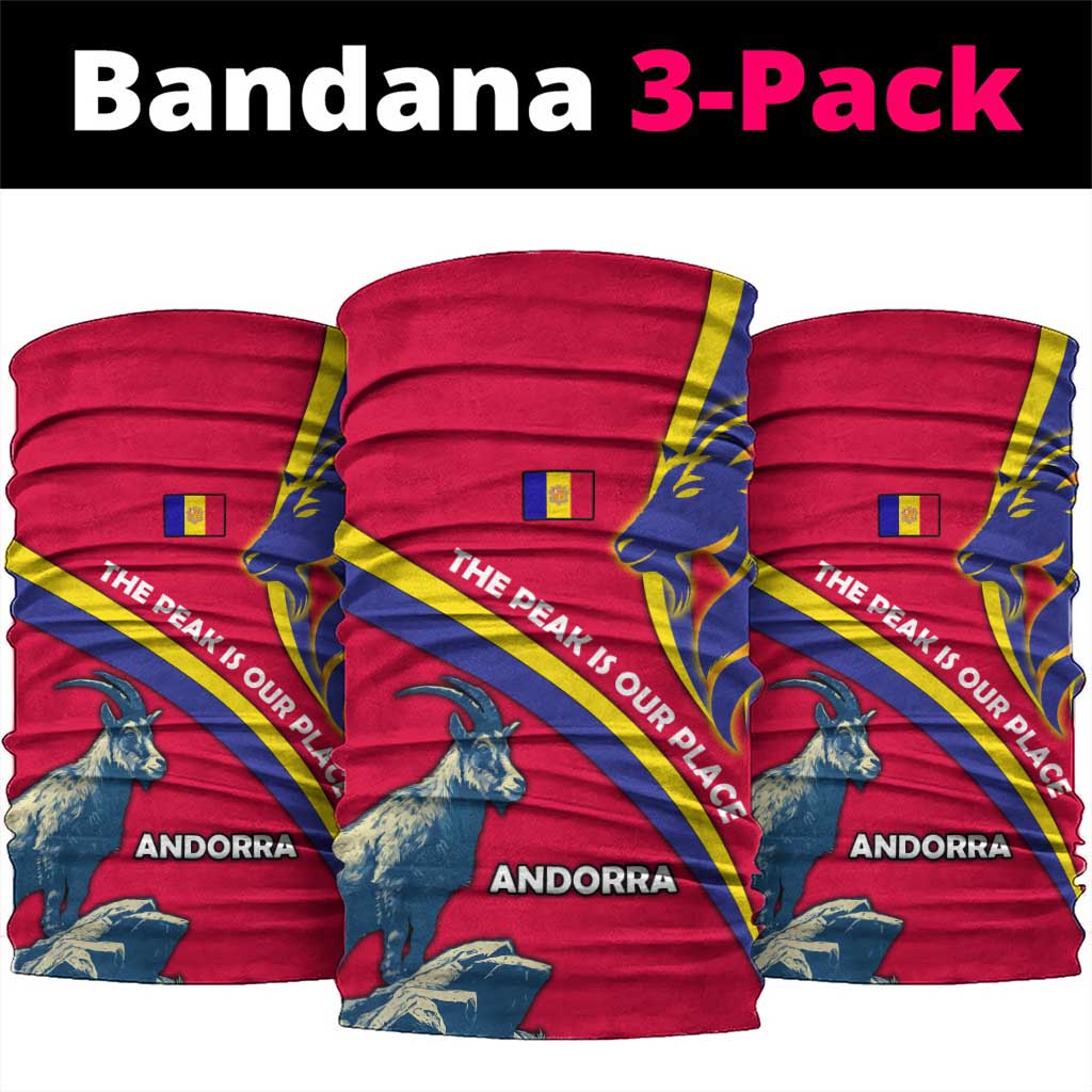 Andorra Neck Gaiter with Mountain Goat and Curved Stripe Design TS04
