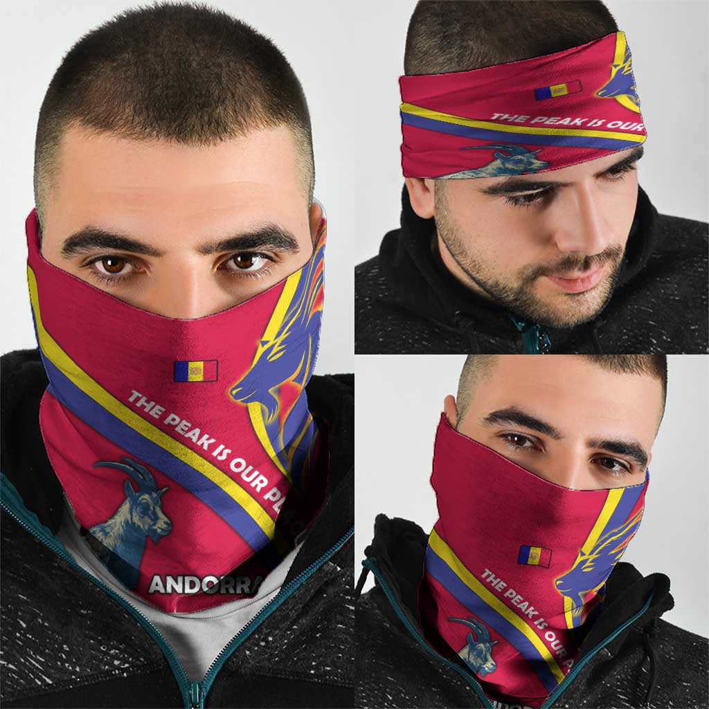 Andorra Neck Gaiter with Mountain Goat and Curved Stripe Design TS04