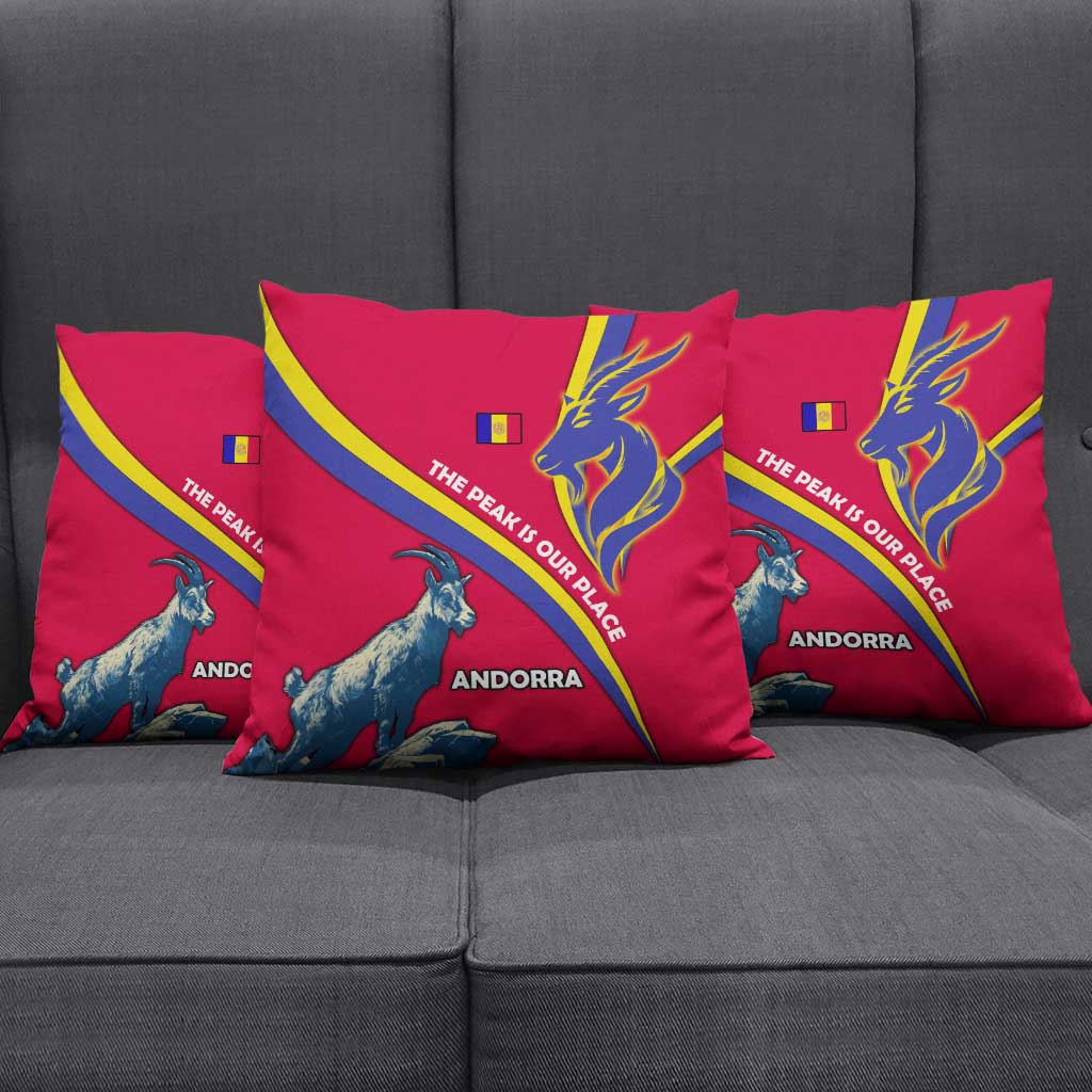 Andorra Pillow Cover with Mountain Goat and Curved Stripe Design - Wonder Print Shop