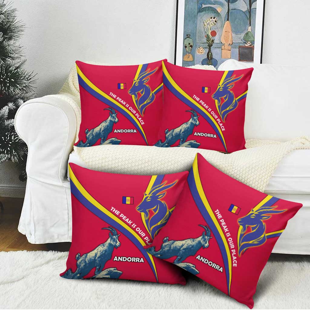Andorra Pillow Cover with Mountain Goat and Curved Stripe Design - Wonder Print Shop