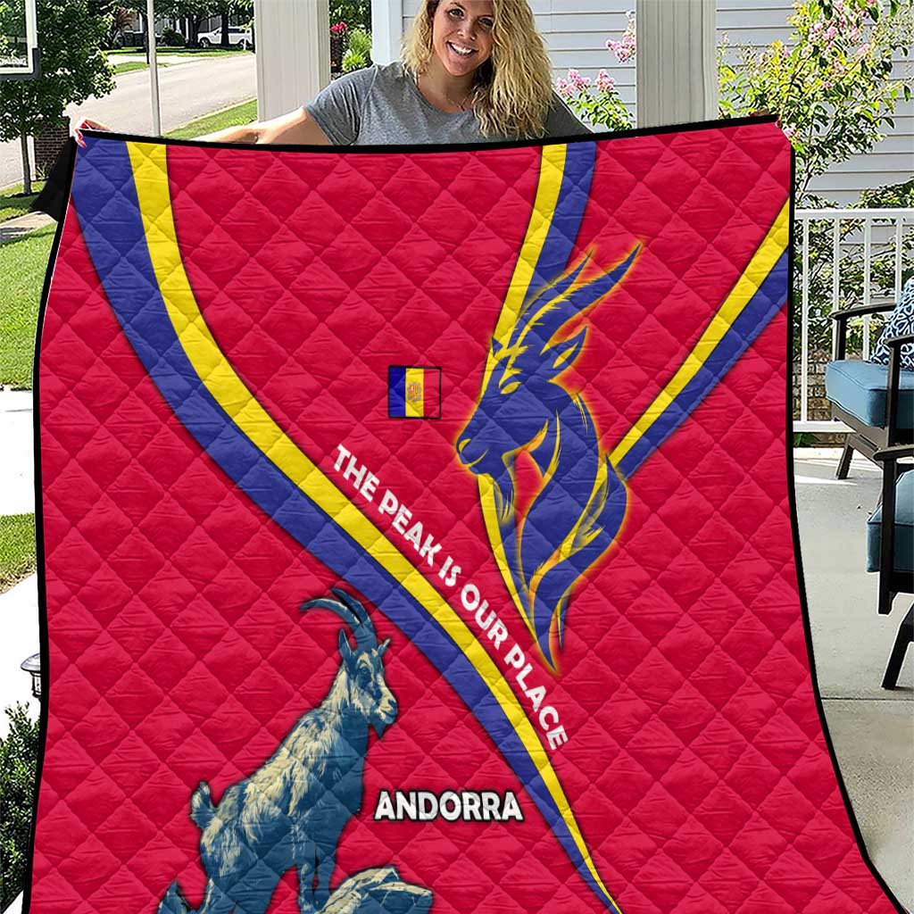 Andorra Quilt with Mountain Goat and Curved Stripe Design - Wonder Print Shop