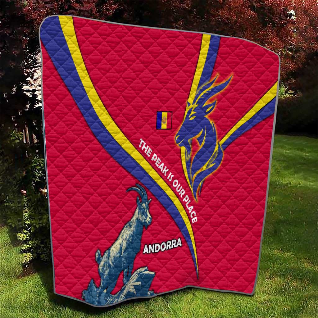 Andorra Quilt with Mountain Goat and Curved Stripe Design - Wonder Print Shop