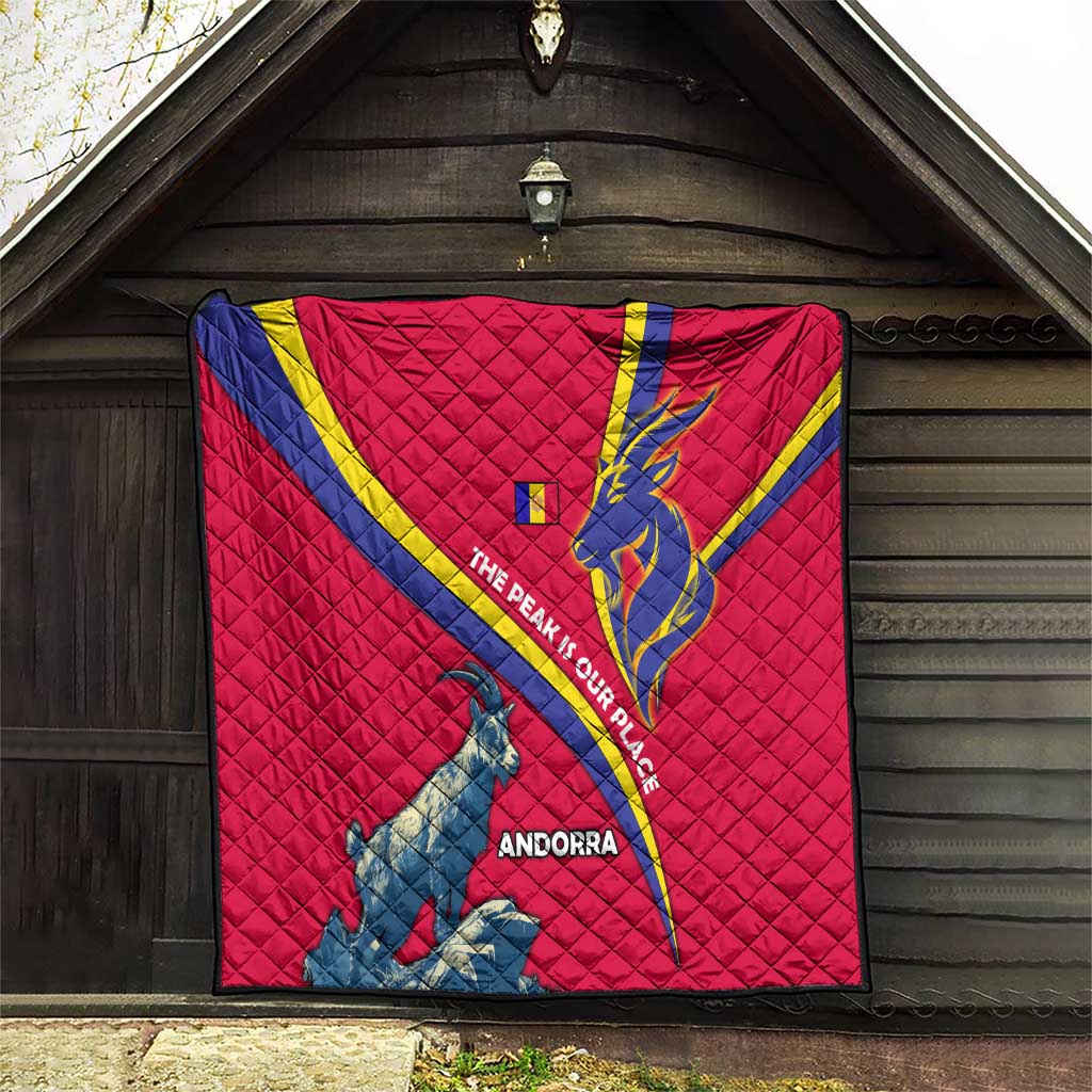 Andorra Quilt with Mountain Goat and Curved Stripe Design - Wonder Print Shop