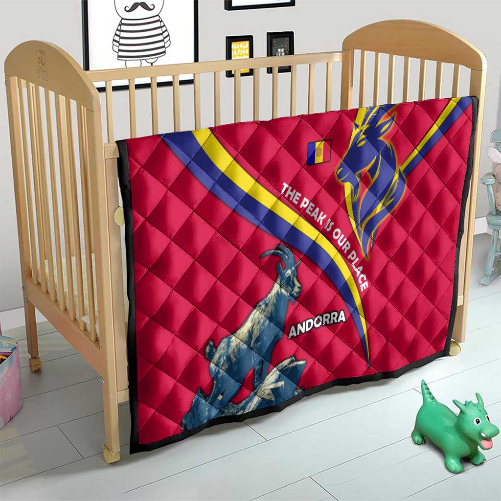 Andorra Quilt with Mountain Goat and Curved Stripe Design - Wonder Print Shop